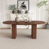 62.9 Inch Oval Dining Table for 6, Walnut Veneer MDF Tabletop with MDF Base,