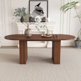 62.9 Inch Oval Dining Table for 6, Walnut Veneer MDF Tabletop with MDF Base,