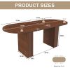 62.9 Inch Oval Dining Table for 6, Walnut Veneer MDF Tabletop with MDF Base,