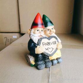1pc Garden Gnome Couple Statue, Resin Couple In Love Gnome Ornamen, Statue For Micro Landscape Flowerpot Lawn Yard Garden Fish Tank Bonsai Decora