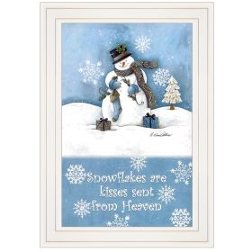 "Trendy Snowman" By Diane Kater, Ready to Hang Framed Print, White Frame