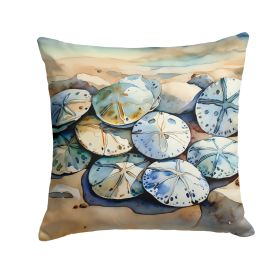 Sand Dollars Throw Pillow Machine Washable, Indoor Outdoor Decorative Pillow for Couch, Bed or Patio, 14Hx14W