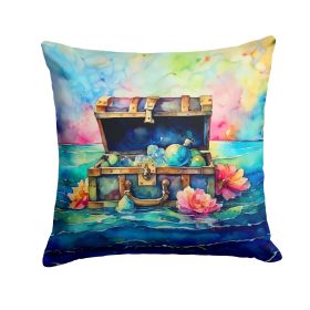 Treasure Chest Throw Pillow Machine Washable, Indoor Outdoor Decorative Pillow for Couch, Bed or Patio, 14Hx14W