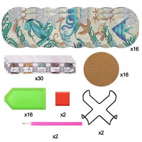 16Pcs Rhinestones Coasters (Option: W13627219)