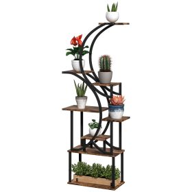 Plant Stand Indoor, 8 Tier 62" S-Shaped Plant Shelf, Corner Plant Rack for Multiple Plants, Carbonised Finish (Color: default)