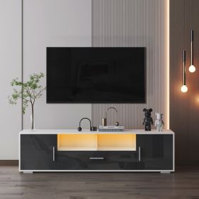 FashionTV Stand,TV Cabinet,entertainment Center TV Station,TV Console,console With LED Light Belt, Light Belt Can Be Remote Control,with Cabinets (Option: Gray)